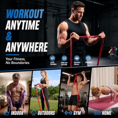 LEEKEY Resistance Bands for Pull Up Assist, Exercise & Workout Bands Set - color: 15-125LBS COLOR