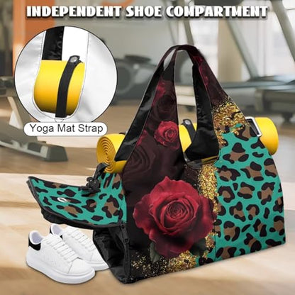 Yoga Mat Bag for Men Women Canvas Yoga Mat Carrier Take In Out Mat Easily for Beach Swim Bags Pool Sports Gym - color: Red Rose