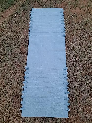 Jaipur art & Rugs Organic Cotton Yoga Mat - Eco-Friendly Hand-Woven Rug - Non Slip & Thick (24”x72”x5mm) for Everyday Fitness at Home - Comfortable Extra-Long - color: Sky Blue
