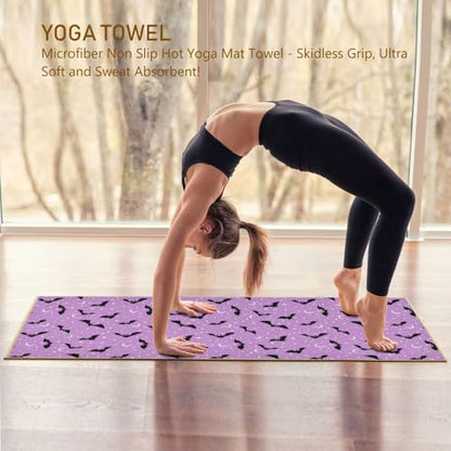 Yoga Mat Towel Halloween Bats Moons, 73" x 27" - color: Halloween Bats Moons