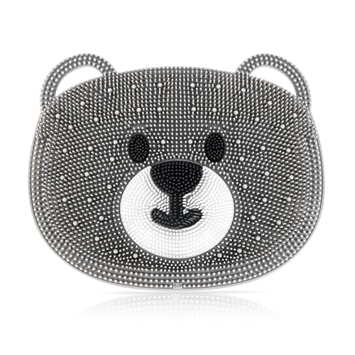 Kalolary Silicone Shower Foot Scrubber Mat with Non-Slip Suction Cups - color: Grey Bear