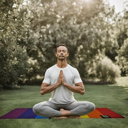 Rebuwo Travel Mat for Yoga & Pilates, Non-slip Suede Exercise Mat, Foldable Yoga Mat for Travel, Rubber Lightweight Travel Mat