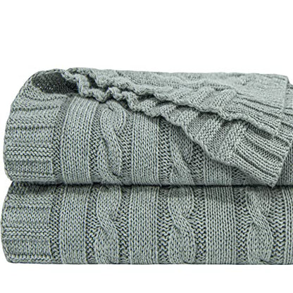 NTBAY Cotton Cable Knit Throw Blanket, 51 x 67, Light Grey - color: Light Grey, size: Throw(51"x67")