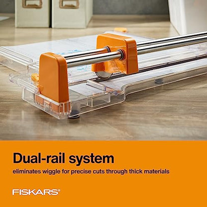 Fiskars ProCision Folding Rotary Bypass Paper Cutter, 12" Cut Length | Cuts Thick Materials, Self-Sharpening Paper Trimmer for Photos, Crafting & Scrapbooking, Arts and Crafts Supplies