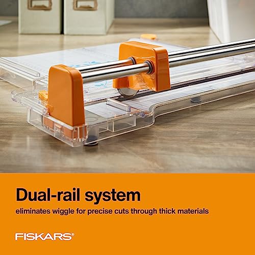 Fiskars ProCision Folding Rotary Bypass Paper Cutter, 12" Cut Length | Cuts Thick Materials, Self-Sharpening Paper Trimmer for Photos, Crafting & Scrapbooking, Arts and Crafts Supplies