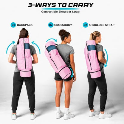 MAGNILAY Expandable Yoga Mat Bag, Adjustable Strap, Black, Large - color: Pink