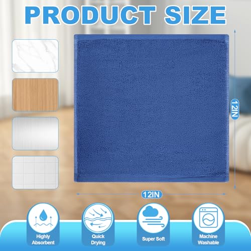 Washcloths Set, 12-Pack Cotton Wash Cloths, 12x12 Inch Blue - color: Blue 12 Pack