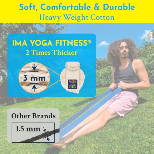 Extra-Wide 2 Inch Cotton Yoga Strap: Stretching, Physical Therapy, Exercise - color: Navy, size: 8 feet
