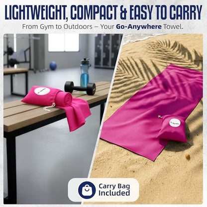 CHEEKY WINX Microfiber Gym Towel – Highly Absorbent Microfiber Sweat Towel, Quick-Dry Lightweight Design, Odour-Resistant Fabric, Matching Carry Bag, Pretty Pink/Blue Back, Regular (90 x 50 cm) - color: Pretty in Pink, size: Regular