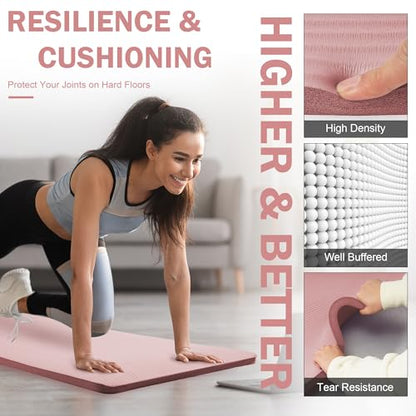 BalanceFrom 1-inch Thick 71x24 Inches Extra Thick Exercise Yoga Mat - color: Pinkish