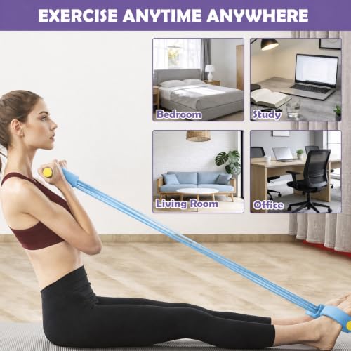 Pedal Resistance Band with Handle,4/6/8 Tubes Options,Full-Body Use - color: 8Tubes-Blue