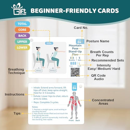 Large Chair Yoga Cards for Seniors Over 60, 60 Oversized Exercise Chart