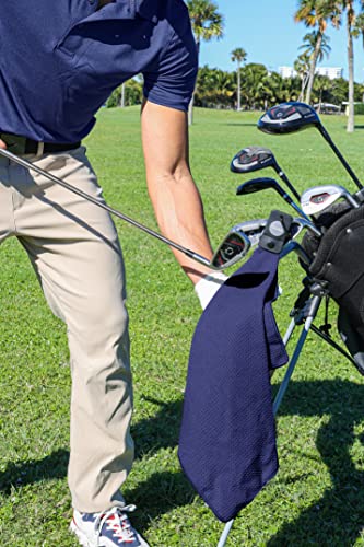 Magnetic Golf Towels for Golf Bags with Clip & Ultra Strong Magnet - Waffle Weave Microfiber Towel for Secure Hold on Bags & Carts - Ideal Club Cleaner & Accessories - Navy - color: Navy