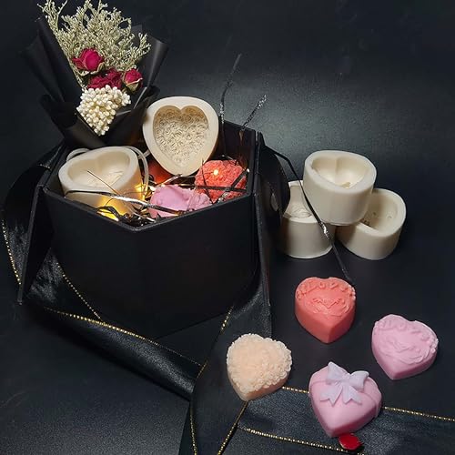 Resin Mold Clay Mold Jewelry Resin Casting Mold Candle Making Molds Craft Supplies 3D Mold Silicone Mold for Resin Casting Mold (heart-4-pack) - color: heart-4-pack