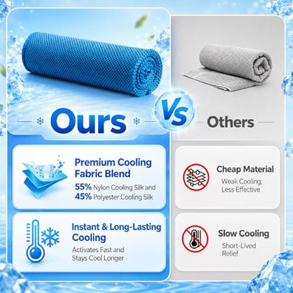 4 Pack Cooling Towels, 40" x 12" Microfiber Ice Towels for Neck & Face