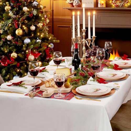 Disposable Tablecloth, 110 Ft X 54 In Plastic Table Cloth Rectangle Table | White Gold Tablecloth Plastic Table Cloth Disposable PEVA Plastic Table Cover with Cutter for Weddings, Parties, Anniversary - color: White and Gold, size: 1320" x 54" (Rectangula