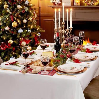 Disposable Tablecloth, 110 Ft X 54 In Plastic Table Cloth Rectangle Table | White Gold Tablecloth Plastic Table Cloth Disposable PEVA Plastic Table Cover with Cutter for Weddings, Parties, Anniversary - color: White and Gold, size: 1320" x 54" (Rectangula