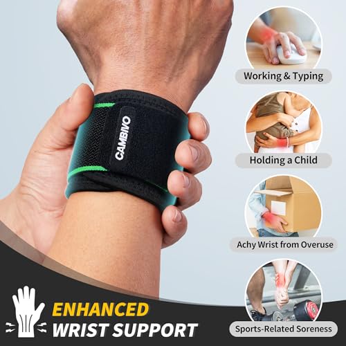 CAMBIVO 2 Pack Wrist Brace for Carpal Tunnel with wraps, Black-Green - color: Black-Green