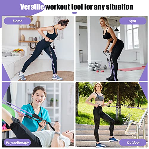 Resistance Bands with Handles for Women, 5 Level Exercise Bands - color: Purple