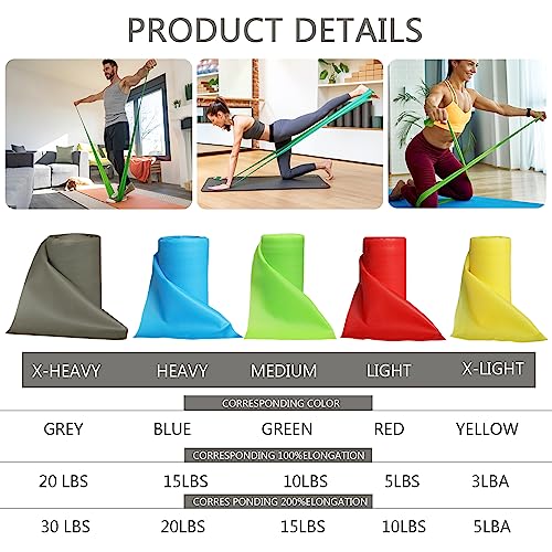 8-Yard Latex-Free Resistance Band Roll for Physical Therapy and Exercise - color: Yellow - X-Light