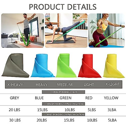 5 Pcs Professional Resistance Bands and Resistance Bands Professional Bulk Roll