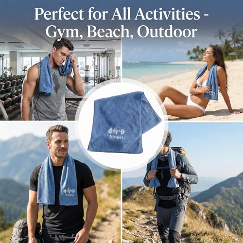 Fitness Towel, Sports Yoga Microfiber Quick-Drying Microfiber Towels for Swimming Gym and Yoga Sweat Pad, Blue - color: Blue