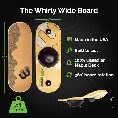 Whirly Board Wide 360˚ | Standing Desk Balance Board | Wobble Board Portable Home Gym | Snowboard Training | Surf trainer | Balance Board for Kids & Adults | Core Balance Trainer - color: Bunde - Wide + Mat + Ring