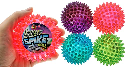 JA-RU Light Up Ball (4 Balls) Rubber Spiky Balls for Kids. Stress 699-4s | Relief Toy Autism Sensory Products. Dog Chew Toy Bulk Birthday Party Favors, Goodie Bag Stuffers - size: 4 Giant Balls