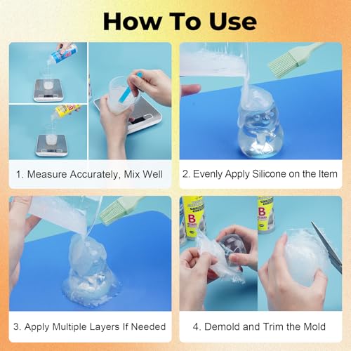JDiction Brush-On Silicone Mold Making Kit, 10-15 Minutes Fast Cure Silicone Rubber, 20OZ Super Elastic Liquid Mold Making Silicone for Casting Resin Molds & Silicone Molds (Pack of 3) - size: 20oz (Pack of 3)