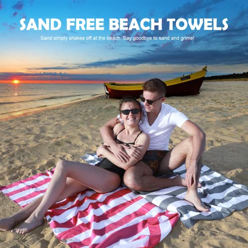Your Choice Microfiber Beach Towel Sand-Free Quick Dry (67"x35"/60"x30") - color: G-set (4)-green/Rose Red/Blue/Gray, size: Extra Large(67x35")