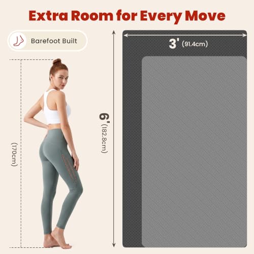 Large Yoga Mat, 6' x 4'/6' x 3' x 6mm /8mm/12mm Thick Workout Mat - color: Black, size: 72" x 36" x 0.24"