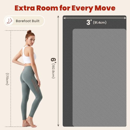 Large Yoga Mat, 6' x 4'/6' x 3' x 6mm /8mm/12mm Thick Workout Mat - color: Black, size: 72" x 36" x 0.24"