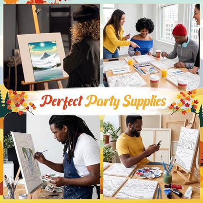 Sherr 285 Pcs 30 Sets Sip and Paint Kit for Adults,Scenery | Pre Drawn Canvas to Paint for Adults, Acrylic Paints, Brushes, Easels, Date Night, Birthday Party Gifts - style: Scenery