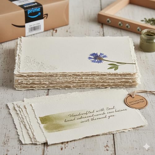 Handmade 200 GSM Cotton Rag Deckle Edge Paper – Pack of 25 Sheets – Premium Textured Wedding Invitation, Calligraphy, Watercolor Mixed Media (8.5x12" (A4, Standard US Letter Card)) - size: 8.5x12" (A4, Standard US Letter Card)