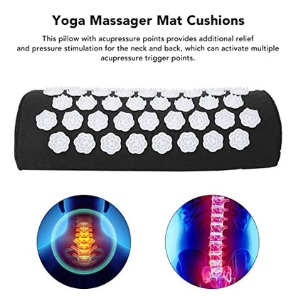 Acupressure Pillow for Neck, Acupressure Massage Pillow, Floral Stimulation Design ABS and Cotton Material Great Yoga Meditation(Black)