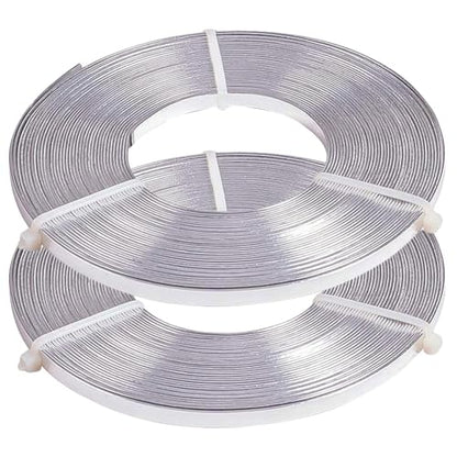 BENECREAT 65.6Feet Flat Jewelry Craft Wire, 18 Gauge Aluminum Wire for Bezel, Sculpting, Armature, Jewelry Making(Silver, 5mm Wide, 32.8Feet/Roll, 2 Rolls) - size: 5mm Wide