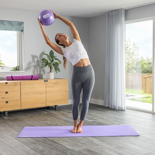 Core Balance 9 Inch Anti Burst Pilates Ball - Mini Exercise Ball for Yoga, Barre, Stretching and Core Stability Workout - color: Purple