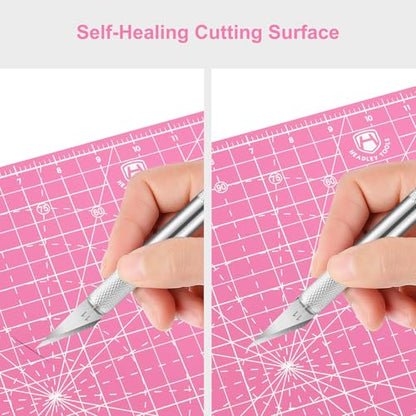 Headley Tools 17"x17" Rotating Cutting Mat, Self Healing Mat with 360-Degree Rotation & Anti-Slip Base, Sewing Board Cutting Mat Perfect for Fabric Quilting Leather Hobby Project, Pink - color: Pink, size: 17"L x 17"W