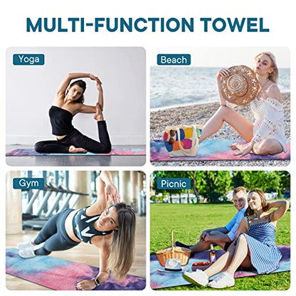 Yoga Towels, Non Slip Hot Yoga Mat Towel with Grip Dots,Super-Absorbent Soft Microfiber Yoga Blanket for Pilates, Fitness and Workout 72inch x 24inch - color: Purple+pink