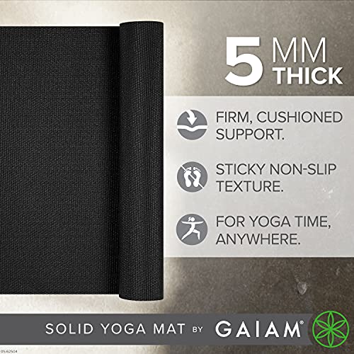 Gaiam Yoga Mat - Premium 5mm Solid Thick Non Slip Exercise & Fitness Mat for All Types of Yoga, Pilates & Floor Workouts (68" x 24" x 5mm) | Premium non-slip mat in solid colors. Cushioned support for yoga, Pilates & floor workouts at home or studio. - co