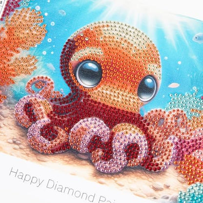 Modern Merch Small Diamond Art Packs Owl Octopus & Dragonfly, Animal Diamond Dots for Adults, Jewel Art Painting Kits, Mini Gem Arts and Crafts for Adults, Round Drill 3 Pack Partial Drill - color: Owl Dragonfly Octopus