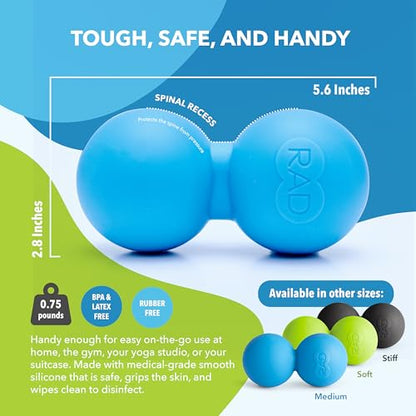 RAD Roller XL Peanut Roller Ball Massager - Soft Density Peanut Massage Ball - Myofascial Release for Back, Feet, Neck, Psoas - Suboccipital Release Device, Thoracic Spine Roller Balls - style: XL/Soft Density