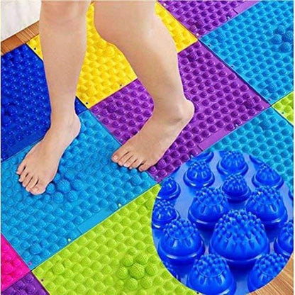 Foot Massage Mat Massage Pad Bathroom Mat Yoga Mat Outdoor Game 4PCS (Blue) - color: Blue-4pcs