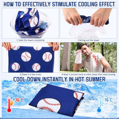 FuWeave 12 Pcs Blue Baseball Cooling Towels Gifts 40 X 12 Inch - color: Blue, size: 40 x 12 inches