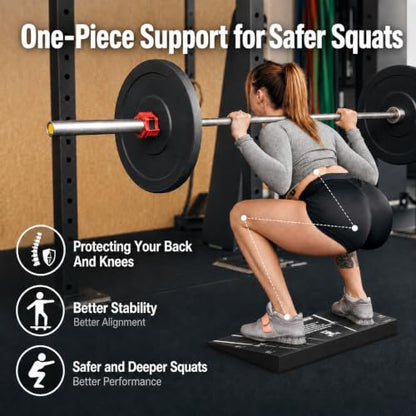 Squat Wedge Block, One-Piece Heel Elevated Slant Board for Squats | 27 x 10 in, 15° incline; stance guides, silicone pads, cross-linked PE for calf stretcher use, lunges and ankle mobility