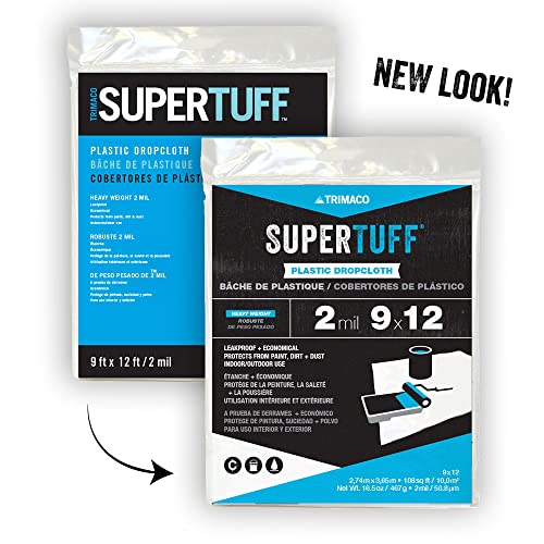 Trimaco SuperTuff 2 mil Plastic Dropcloth, 9-feet x 12-feet - size: 9-feet x 12-feet, style: 2 mil