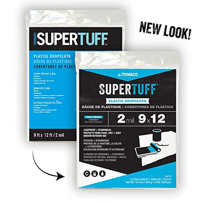 Trimaco SuperTuff 2 mil Plastic Dropcloth, 9-feet x 12-feet - size: 9-feet x 12-feet, style: 2 mil