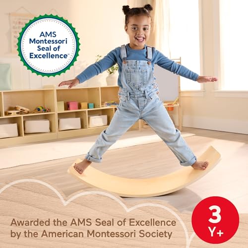 Fisher-Price Wood Montessori Rockin’ Balance Board, Kids Ages 3+ Years