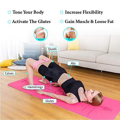 EILISON GLAMFIT Booty Bands for Women,5 Cotton Loops,Non-Slip,Fitness | Booty Resistance Bands,Glute Hip Thigh Workout,Non-Slip Cotton Loops,5 Levels,Squats,Yoga & Home Fitness Strength Training