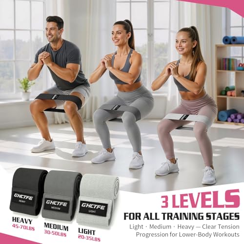 15PCS Fabric Resistance Bands for PT& Yoga Class, Athletes Training, Home Gym Exercise, Non-Slip Booty Bands Bulk Set for Glute, Leg Bands for Women, 3 Resistance Levels with Carry Bag - color: 15PCS-Gray-black